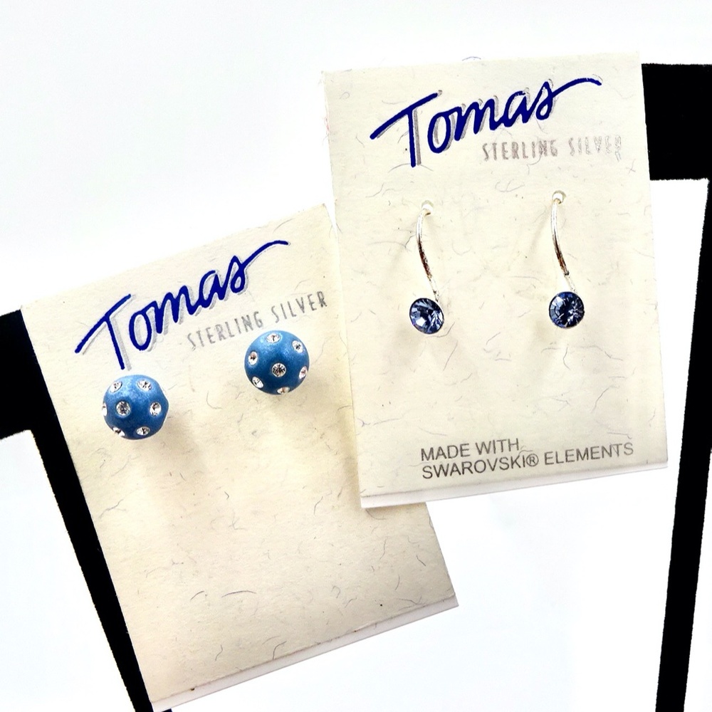 TOMAS Sterling Silver Earrings Swarovski Crystal 2 for 1 NWT